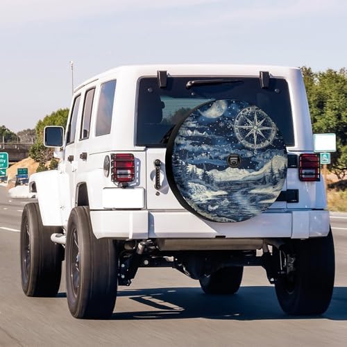 Delerain Spare Tire Cover with Backup Camera Hole Retro Sea Sky Compass Wheel - Image 2