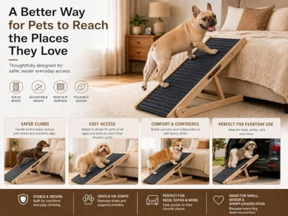 Dog Ramp for Bed & Couch 17" X 40" Inch Solid Wood Pet Ramp for Large Dogs - Image 5