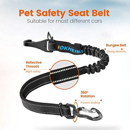 IOKHEIRA Dog Seatbelt, Updated Adjustable Harness Reflective Bungee Dog Car - Image 4