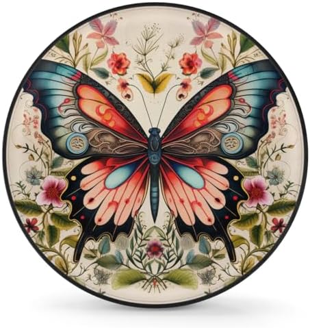 Spare Tire Cover for RV Trailer, Retro Butterfly Flower Tire Covers Universal by Unknown