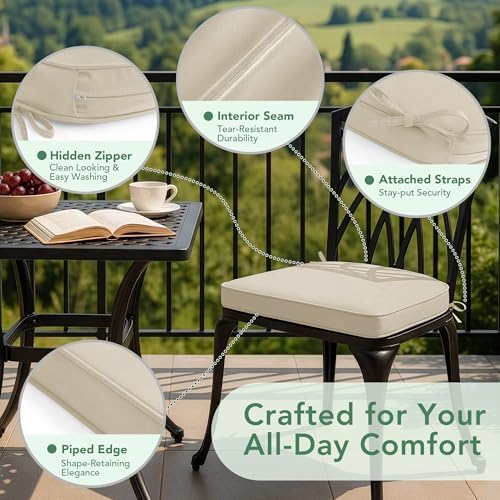 Outdoor Chair Cushions Set of 4: Waterproof & Fade Resistant Patio Furniture - Image 4