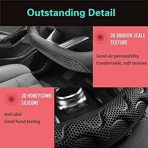 PINCTROT D Shaped Steering Wheel Cover Great Grip 14.5-15 Inch - Image 3