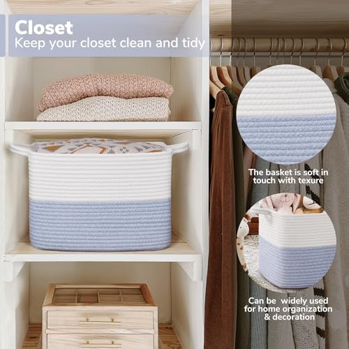Goodpick Woven Storage Basket for Shelves, Light Blue - Image 5