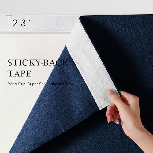 NICETOWN 100% Blackout Linen Outdoor Curtains Windproof 84" L Navy Blue - Image 4