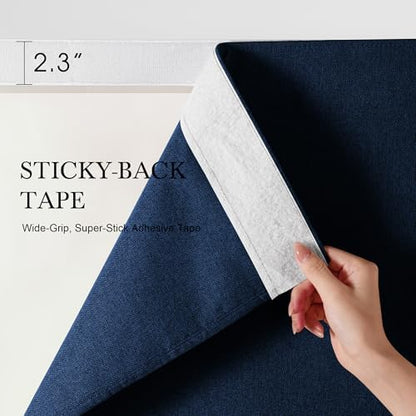 NICETOWN 100% Blackout Linen Outdoor Curtains Windproof 84" L Navy Blue - Image 4