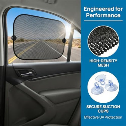 5PCS Car Window Sunshade with Suction Cup, Mesh Vehicle Side and Rear Window - Image 4