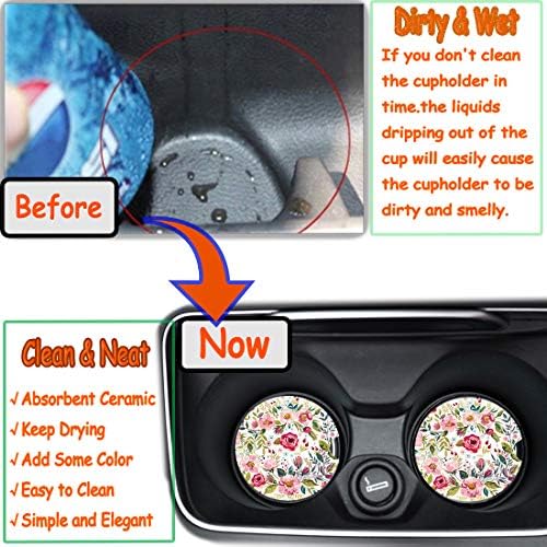 Car Coasters for Women 2 Pack Mother's Day, Auto Small 2.56" Auto Ceramic - Image 4