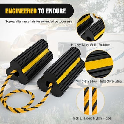 Nilight Wheel Chocks Rubber Yellow Reflective Strips 4 Pack - Image 5