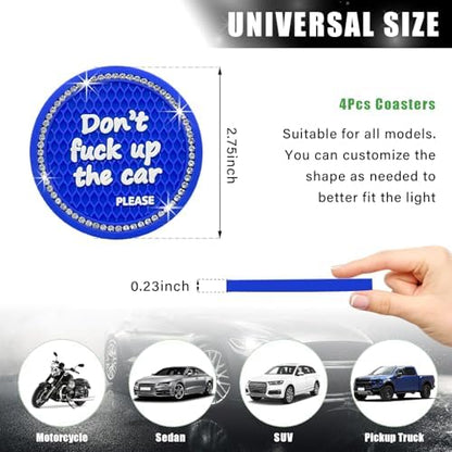 Ziciner 4 Pack Bling Car Cup Holder Coaster, 2.75 Inch Anti-Slip Auto Insert - Image 2