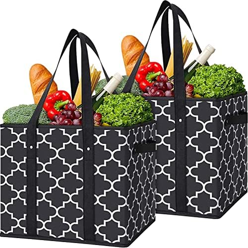 Reusable Grocery Bags 2-Pack Foldable Washable Large Storage Basket by WiseLife