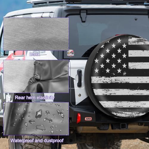 Car Spare Tire Cover, 14Inch Dustproof Waterproof American USA Flag Vehicle - Image 5