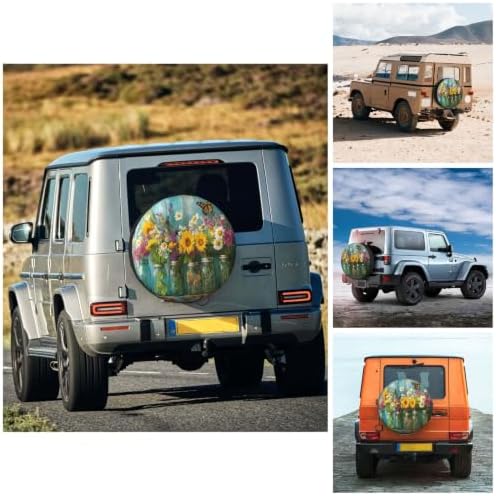 Colorful Flower Spare Tire Cover Waterproof Wheel Cover 14 Inch Universal Fit - Image 4