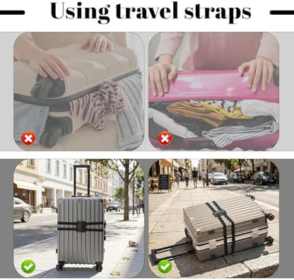 2 Pack Luggage Straps, Adjustable Elastic Bag Bungee Belt 2 Colors Travel - Image 6