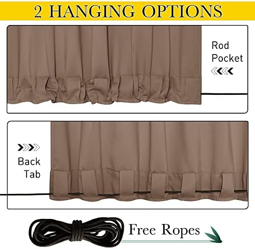 NICETOWN 2 Panels Thermal Outdoor Curtains Windproof W52xL72 Tan - Image 2