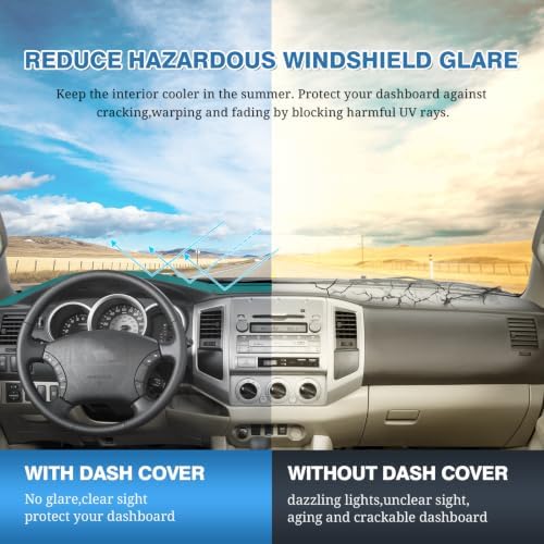 FIILINES Dash Cover for 2005-2015 Toyota Tacoma Pickup, Dashboard Mat Interior - Image 6