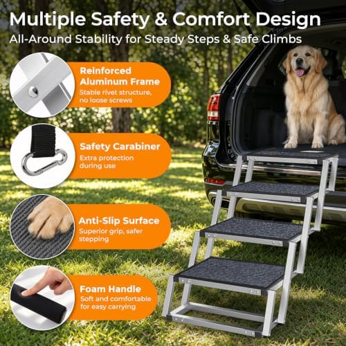 URPOWER Dog Stairs for Large Dogs Extra Wide 20" Dog Steps for Truck Ramp - Image 4
