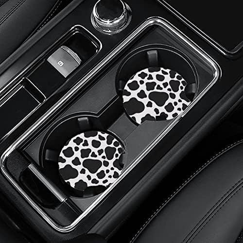 4 Pack Car Coasters, 2.75inch Cow Print Car Cup Holder Coasters by Joyberg