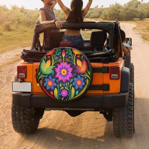 Delerain Mexican Boho Ornament Flower Spare Tire Cover - Image 4