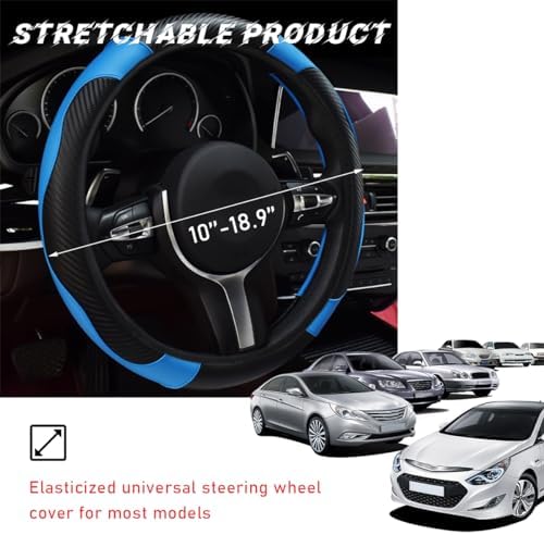 povtii Car Steering Wheel Cover, 15 Inch Leather Breathable Auto Steering Wheel - Image 2