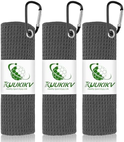 3 Pack 16" X 16" Golf Towels for Golf Bags, 3 Dark-Gray Colors by KuukikvDirect