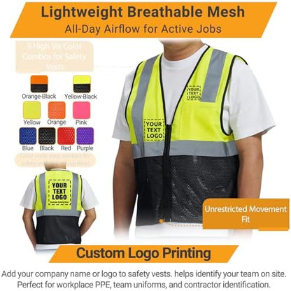 AYKRM 2 Pocket Mesh High Visibility Reflective Safety Vest - Image 4