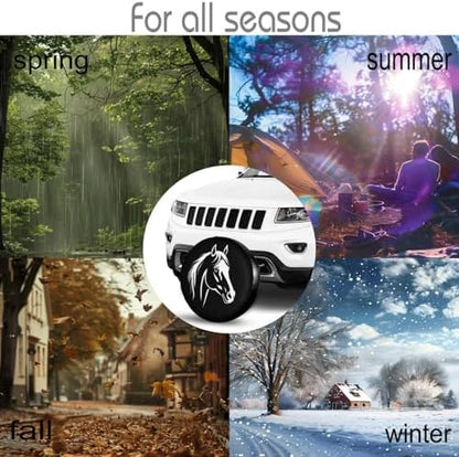 Black Horse Spare Tire Cover for Rv SUV, Funny Waterproof Wheel Protectors - Image 4