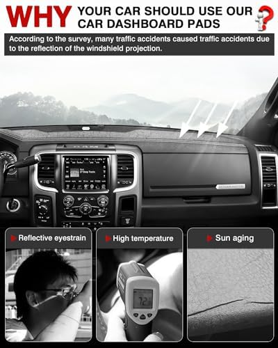 Autorder Dashboard Cover Mat for 2009 2010-2018 Dodge Ram 1500 2500 3500 - Image 2