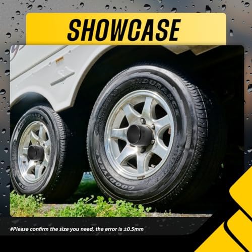 4Pcs 3.27" Stainless Trailer Wheel Center Caps, 3.41" H Matte Black - Image 4
