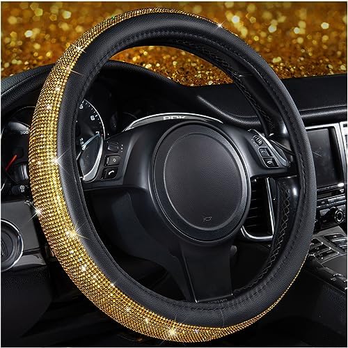 CAR Pass Rhinestones Diamond Bling Steering Wheel Cover, Universal Fit by CARPASS