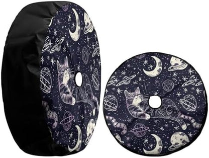 Cat Space Stars Planet Moon Spare Tire Cover - Image 3