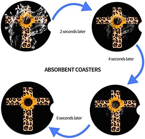 Car Coasters 2 Pack, Small 2.56" Absorbent Ceramic Coaster - Image 6