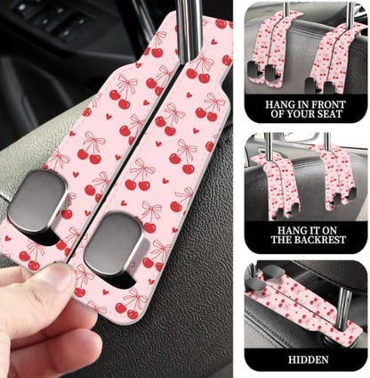 PU Leather Car Seat Hook, Storage Headrest Hanger, Cute Car Backseat Organizer - Image 2