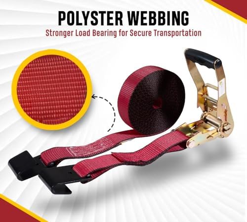 Mytee Products 2" x 30' Ratchet Straps w/Flat Hook, WLL 3, 333 Trailer Tie Down - Image 2