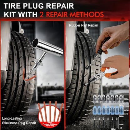 132Pcs Heavy Duty Tire Repair Kit, Professional Tire Plug Kits - Image 3