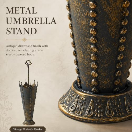 Vintage Umbrella Stand for Entryway, Metal Umbrella Holder - Image 5
