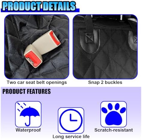 Waterproof Dog Car Seat Cover, Non-Slip Scratchproof Pet Car Back Seat Protector - Image 6