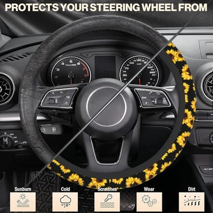 Steering Wheel Cover Sunflower Steering Wheel Cover Car Accessories Universal - Image 4