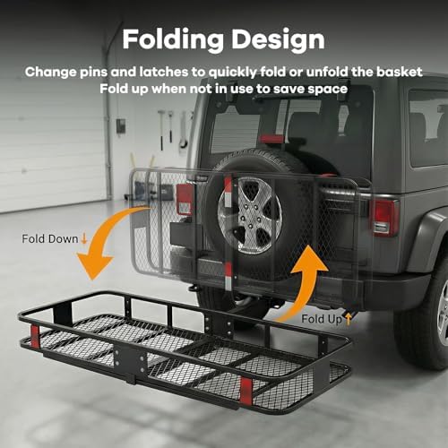 Hitch Cargo Carrier, 500lb Capacity, Galvanized Steel, Stabilizer and Cargo Net - Image 5