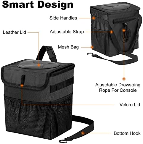 Car Trash Can Pack of 2 Foldable Garbage Bin Leakproof 2.3 Gallons Car Trash - Image 3