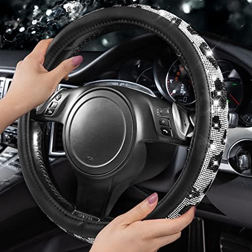 CAR PASS Bling Cow Print Diamond Steering Wheel Cover, - Image 3