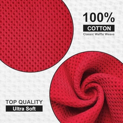 Kitinjoy 100% Cotton Kitchen Dish Cloths, 6 Pack Waffle Weave Ultra Soft - Image 2