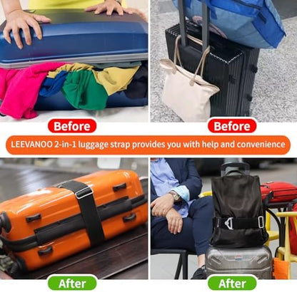 Luggage Straps for Suitcases, 2-in-1 Add a Bag Adjustable Travel Belt Black - Image 3