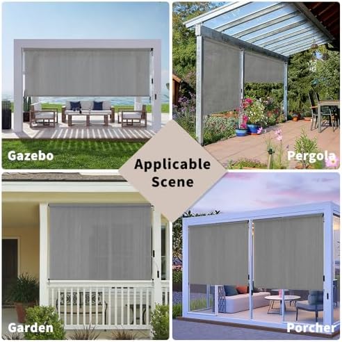 SMONTER Outdoor Sunshade Roller Shade 5'W x 6'H, Exterior Cordless Roll Up - Image 6