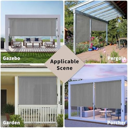 SMONTER Outdoor Sunshade Roller Shade 5'W x 6'H, Exterior Cordless Roll Up - Image 6