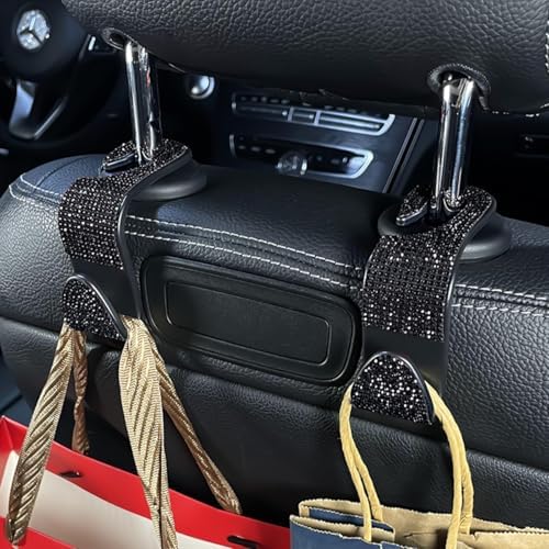 Zpana 4PCS Bling Car Seat Headrest Hooks, Crystal Rhinestones, Light Blue - Image 5