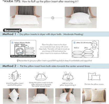MIULEE 26x26 Euro Pillow Inserts Set of 2, Throw Pillows - Image 2