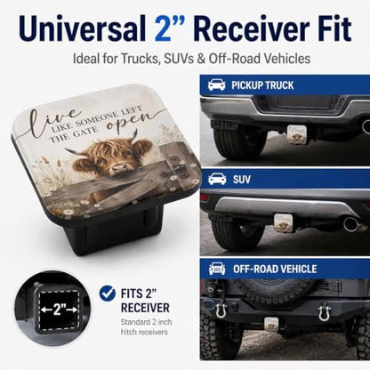 Hitch Cover Receiver Tube Hitch Plug Farm Highland Cow, Tool-Free Install Tow - Image 4