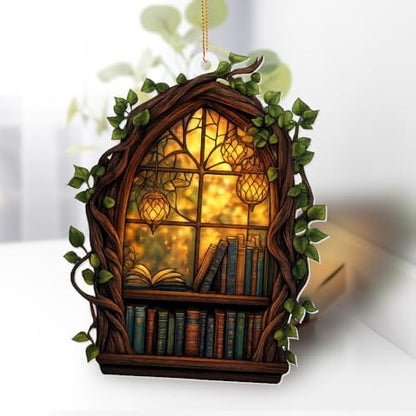 Gothic Window Book Ornament – Stained Glass Style Acrylic Christmas Ornament - Image 2