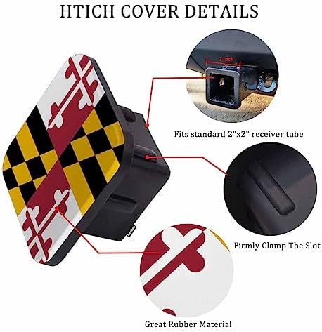 Maryland Flag Receiver Hitch Tube Cover Maryland State Flag of America Car Rear - Image 3