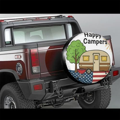 Campers American Flag Spare Tire Cover Wheel Protector Universal Fit - Image 3